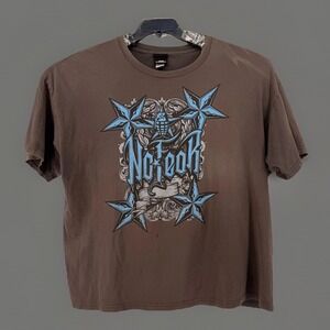 Vintage Y2K No Fear Graphic T-Shirt Gray Distressed Grenade Stars XXL 2000s